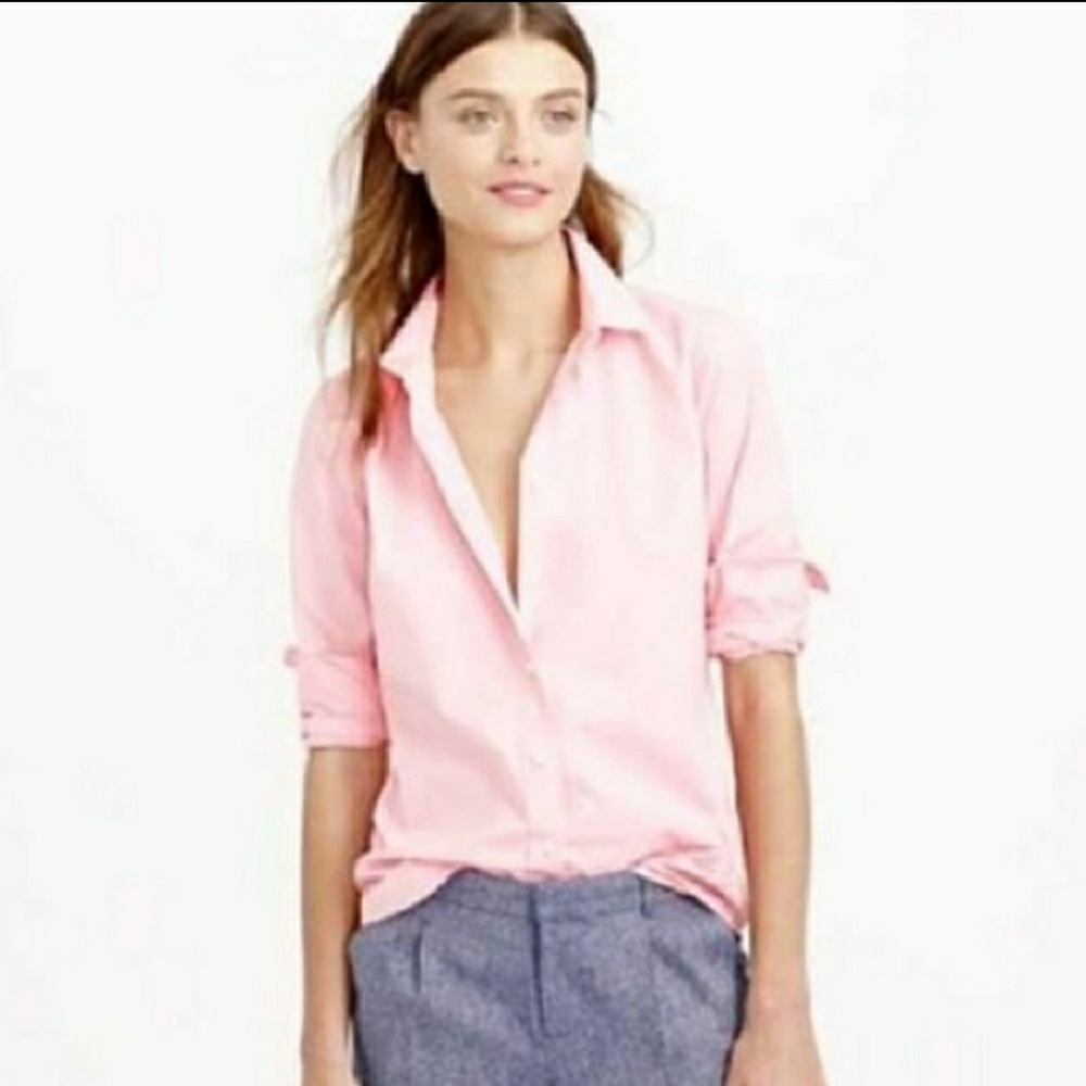 J. Crew Haberdashery pink stripe button down top